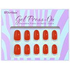 BTArtbox Press On Nails Short - Red Press on Nails Soft Gel Fall Fake Nail with Nail Glue, Fit Perfectly, Reusable Glue On Nails in 16 Sizes for Valentine's Day Gift, Coral