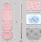 Full Body Bath Pillow, Luxury Bath Cushion with 192 Suction Cups, Bath Pillows for Tub for Head and Neck Support, with Laundry Bag Pink, 51" x 16"