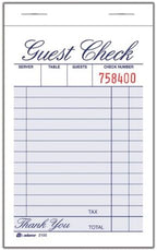 Adams Guest Check Pad, Single Part, White, 3-11/32" x 5-7/16", 100 Sheets/Pad, 12 Pads/Pack (2100-12)