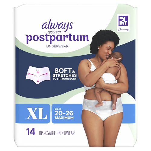 Always Discreet Postpartum and Adult Incontinence Underwear for Women, Extra Large, Maximum Protection, 14 Count