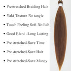 Braiding Hair Pre stretched Gold Brown Prestretched Braiding Hair for Black Women Twist Kids Ez Braid Braiding Hair Synthetic Knotless Colored Hypoallergenic Hair extensions Boho braids