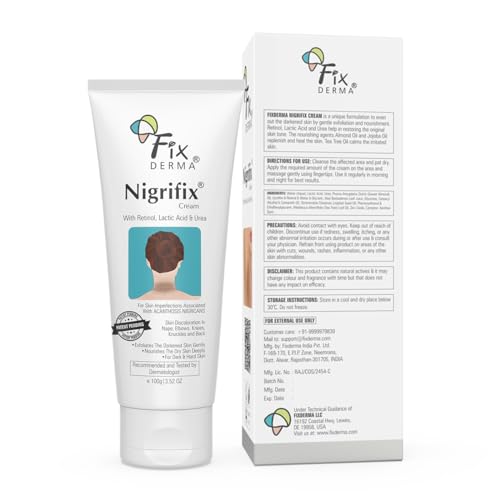 FIXDERMA Nigrifix Cream for Acanthosis Nigricans with Lactic Acid | Dermatologist Tested Retinol Cream | Useful for Dark Body Parts like Neck, Ankles, Armpits & Elbows –3.52 FlOz