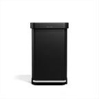 simplehuman Rectangular Step Can, 45L / 12 Gallon Kitchen Trash Can, Liner Rim System, Liner Pocket®, 150,000-Step Pedal, Lid Shox® Silent Close, Matte Black Steel