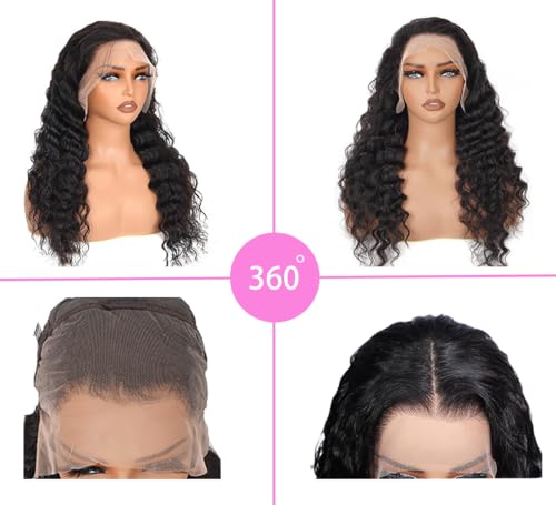 Loose Deep Wig Lace Front Wigs Human Hair Wigs for Black Women 13x4 HD Transparent Lace Frontal Wigs Human Hair Pre Plucked 200% Density Loose Deep Glueless Wigs Natural Black Color 26 inch