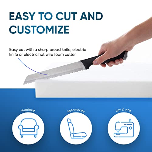 AK TRADING CO. AK-Trading Upholstery High Density 2" Height x 24" Width x 72" Length-Home or Commercial Use Seat Replacement Cushion-Made in USA Foam