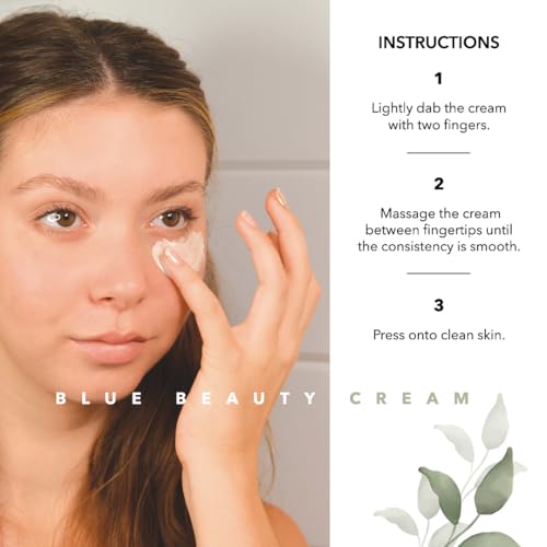 Pretty farm girl Blue Beauty Tallow Face Cream - Ultra-Hydrating & Rejuvenating - Blue Tansy Flower Oil Scent - Handmade - All Skin Types - For Around the Eyes, Neck, and Lips