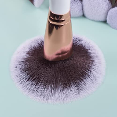 Bueart Design 18Pcs ULTRA SOFT Wood Handle Makeup Brushes set Make up brushes face brush Foundation Powder Blending Blush brushes (Pearl White)