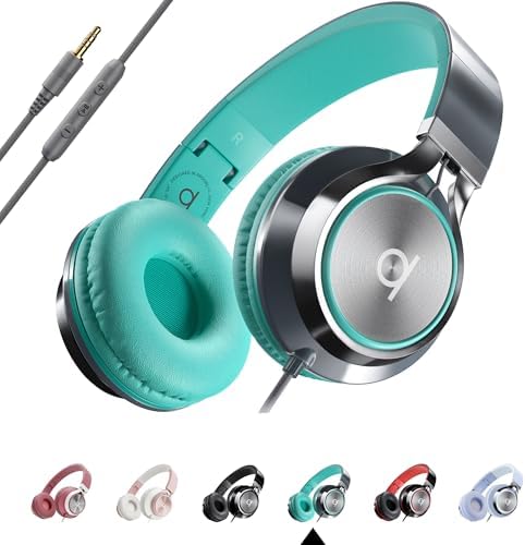 ARTIX CL750 Wired Headphones with Mic & Volume Control — Noise Isolating On-Ear Headphones for Computer and Laptop Wired, Plug in Corded Headphone Over Ear with Wire (Foldable, Aux Jack 3.5mm)