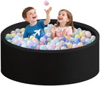 Ball Pit for Toddlers 47.24''x15.75'' Baby Ball Pit Soft Foam Ball Pits Round Lagre Kids Ball Pits Indoor and Outdoor Game Kids Play Ball Pool Ideal Gift for Children (Black, NO Balls)
