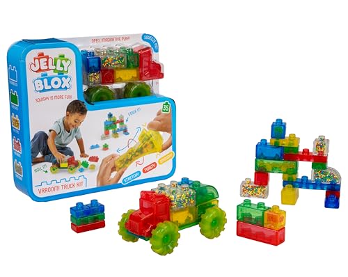 Goliath Jelly Blox Vrooom! Truck Kit | Includes 35 Blocks | Toddler & Preschool Building Blocks Kids Can Squeeze, Stretch, Squish | Safety Tested & Ouch-Free | Tactile, Sensory Play Toy for Ages 2+