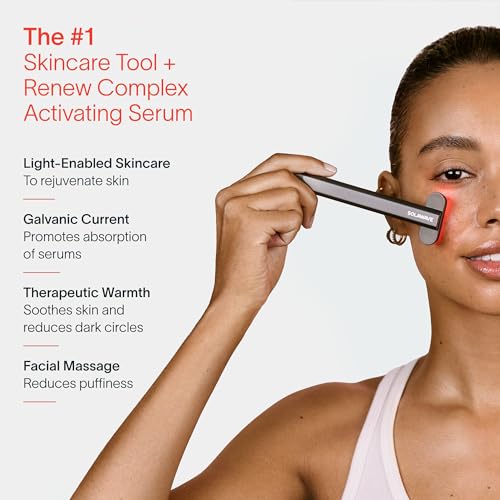 Solawave 4-in-1 Radiant Renewal Wand and Serum Bundle, Face Skincare Wand with Facial Massager, Facial Wand with Renew Complex Serum