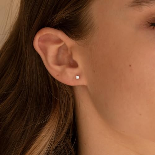14K Gold Plated 925 Sterling Silver Moissanite Stud Flat Back Earrings for Women 0.06ct-2ct DF Color Brilliant Round Cut Lab Created Diamond Earrings | Jewelry Gifts
