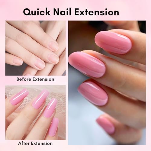 Makartt Poly Nail Gel Set, Clear and Peach Pink, 2 Colors 50ML, Gel Builder for Nail Extension, Nail Strengthener 3D Diy Hard Gel French Manicures Salon Nail Art At Home