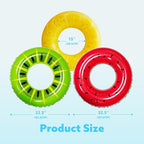 JOYIN Inflatable Swim Tube Raft (3 pack) with Summer Fruits Painting, Pool Toys for Swimming Pool Party Decorations