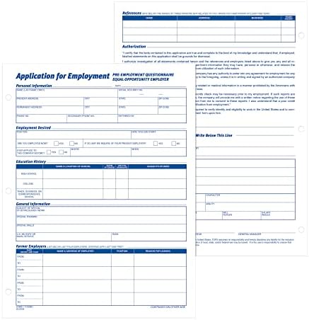 Adams Applications for Employment, 8.5 x 11 Inch, 3-Hole Punched, 50-Sheets/Pack, 2-Pack, White (9661)