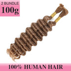 Blonde Braiding Hair 100g 20 Inch Human Braiding Hair Deep Water Wave Bulk Human Hair for Braiding Brazilian Human Braiding Hair for Boho Braids Color 30