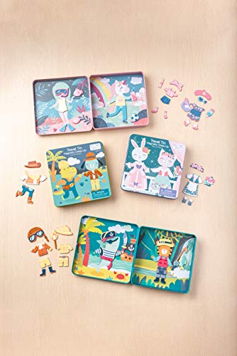 Stephen Joseph, Magnetic Dress Up Dolls 40 PC Play Set – Screen-Free Pretend Play Magnetic Case, Ideal for Ages 3+ – Travel Game for Kids, Magnetic On The Go Activity Set, Dino and Dog