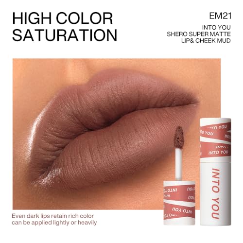 INTO YOU Matte Lipstick for Women, Matte Red Lipstick Long Lasting, Multi-Purpose for Lips and Cheek, Non-Stick Cup Not Fade Lip Stain Makeup Cosmetics Official Directly (EM21)