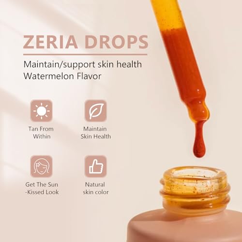 Zeria Sunless Tanning Drops, Drops to Naturally Boost Melanin, Enhancing Your Natural Skin Tone for a Genuine, Without the Sun Damage（1 Pack） ﻿