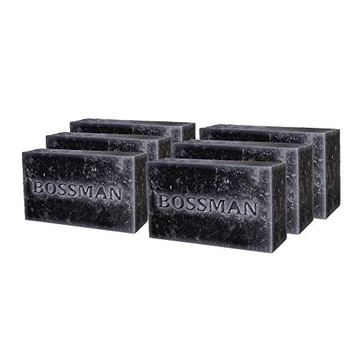 6 Pack Bossman Mens Bar Soap 4-in-1 All Natural Organic Beard Wash, Shampoo, Body Wash, Shaving and Bath Soap - Essential Beard Care, Scent- Eucalyptus and Tea Tree