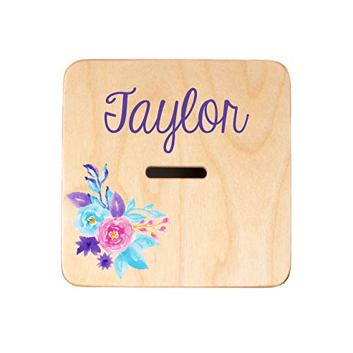 Wooden Piggy Bank for Kids and Adults, Personalized Gift Handmade in USA by BloomOwl, Custom Piggy Bank, Personalized Banks for Kids, Gifts for Baby Boys and Girls (Unicorn)