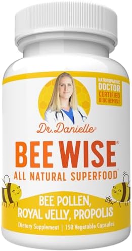 Dr. Danielle's Bee Wise - Bee Pollen Supplement - Bee Well with Royal Jelly, Propolis, Beepollen in 4 Daily Bee Pollen Capsules