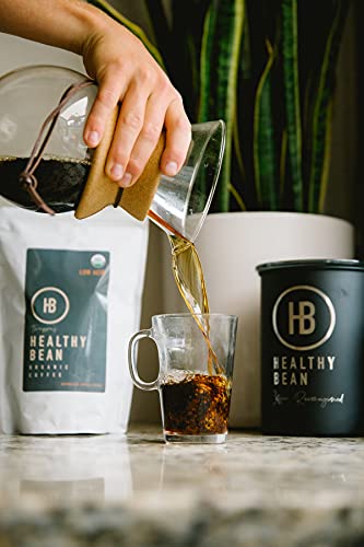 Healthy Bean Organic Espresso Ground Coffee - USDA Ground Coffee Dark Roast - Low Acid for Sensitive Stomachs, Strong and Rich Flavor, Clean and Healthy - Dark Espresso, 11oz