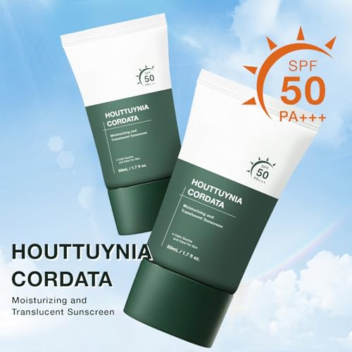 Heartleaf Silky Moisture Sunscreen, Moisture Daily Sunscreen, Korean SPF 50+ PA++++ Clear Filter Sun Essence, No White Cast, Hydrating, Moisturizing, Cools Down, Light Finish