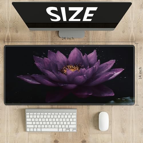 for MTG Playmat TCG Board Game Mat Plus 50 Pcs Card Sleeves, 24 x 14 Table Mats Dark Purple Lotus Game Mousepad with Soft Surface Non-Slip Base for MTG Trading Card Game Playmats