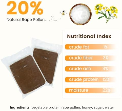 20% Natural Pollen Patties for Honey Bees, High Protein Pollen Patty to Supplemental Bee Winter and Improves Colony Health (10 Pack)