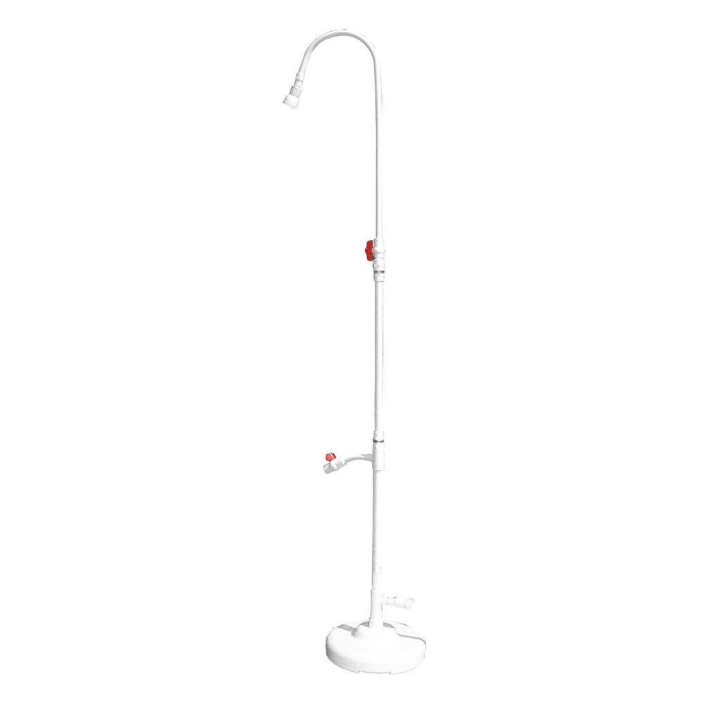 SWIMLINE HYDROTOOLS Tube Style 7 Foot Poolside Shower, Adjustable Head & Foot Tap Spigot With Valve Controls, Standard Garden Hose, Environmentally Friendly, Outdoor Backyard Poolside Beach Spa