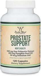 Prostate Support Supplement for Men's Health (120 Capsules) One Serving per Day for 30 Days Supports Prostate Function and Urinary Control (Saw Palmetto, Pumpkin Seed Oil, Selenium) by Double Wood