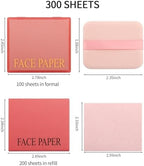 Erinde Oil Blotting Sheets for Face with Mirror and Puff, 300 Sheets Oil Blotting Paper for Oily Skin, Face Oil Absorbing Sheets, Natural Oil Control Film, Absorb Excess Oil, Makeup Friendly