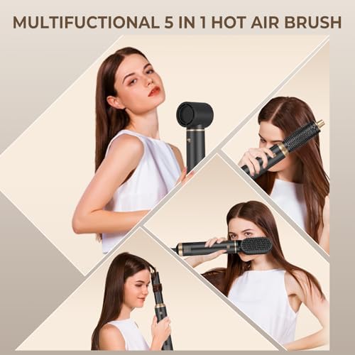 Blow Dryer Brush, 5 in 1 Upgrade Hair Dryer Brush Air Curler Air Curling Wrap Styler, Detachable Hot Air Brush Negative Ion Curling Brush Iron, Hair Styling Tools for Drying Curling Straightening