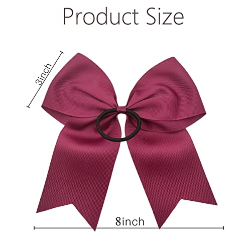 Hipcheer 20pcs 8" Large Maroon Cheer Bows for Girls, Hand-made Grosgrain Ribbon Hair Accessories for Teen Girls Softball Cheerleader Sports (Maroon 2)