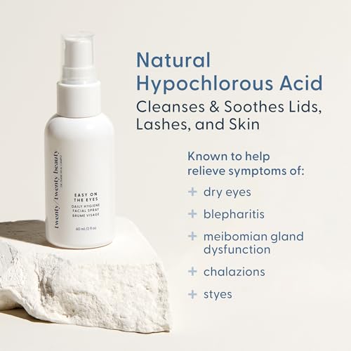 twenty/twenty Easy On The Eyes – 0.02% Hypochlorous Acid Spray to Cleanse Eyelashes – Reduce Eyelid Irritation – Safe for Sensitive Skin – Ophthalmologist Developed–Vegan, Clean Ingredients – 60ml