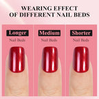 Press on Nails Short, Jofay Fashion 160Pcs Red Glitter Press On Nails Round, Bright Red Acrylic Fake Nails, Reusable Glue on Nails Stick on Nails for Women, Salon Quality, Valentines Nails, Ruby Red