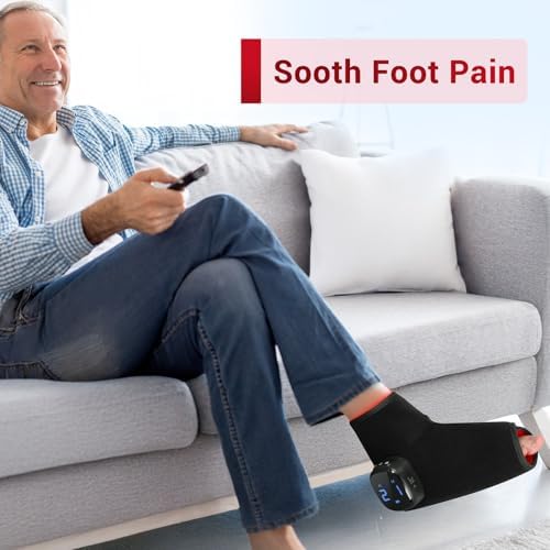 Comfytemp 5000mAh Cordless Red Light Therapy for Foot, Portable Near Infrared Light Therapy Heat Therapy Foot Wrap, Wireless Light Shoe for Foot Ankle Heel Joint Pain Relief, 9'' x 7''