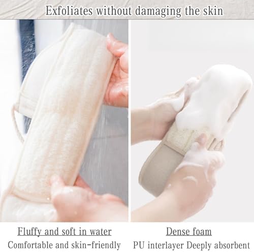 Exfoliating Natural Loofah Sponge Back Scrubber for Shower, Exfoliating Sponge for Shower, Bath Shower Scrubber for Men and Women, Luffa Scrubber to Clean Your Back Deeply Relax Your Body (1 Pack)