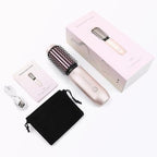 Cordless Curling Iron Brush, 2024 New Portable Travel Curling Iron Mini Brush for Women, 7000Mah USB Rechargeable Curling Wand Brush with Negative Ion, Pink