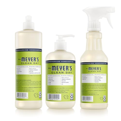 Mrs. MEYER'S CLEAN DAY Kitchen Basics Set, Lemon Verbena Scent Cleaning Supplies includes Hand Soap (12.5 Fl Oz), Dish Soap (16 Fl Oz) and Multi-Surface Cleaner (16 Fl Oz)