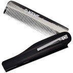 Kent 20T Black Graphite Handmade Folding Pocket Comb for Men, Fine Tooth Hair Comb Straightener for Everyday Grooming Styling Hair, Beard or Mustache, Use Dry or with Balms, Saw Cut, Made in England