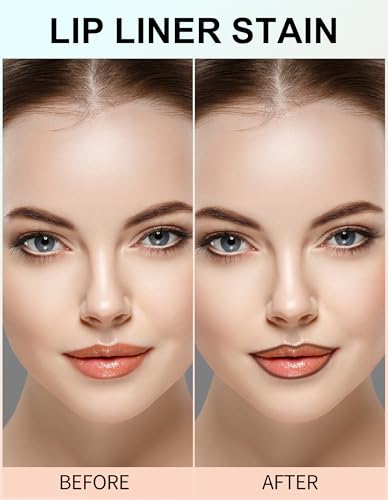 Erinde 3PCS Peel Off Lip Liner Stain, Long Lasting Tattoo Lip Liner with Tweezer, Matte Finish Peel Off Lip Stain, Waterproof Transfer Proof, Non-Stick Cup Nude Lip Lipliner Stain