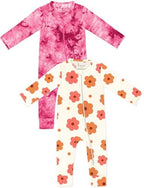 Jimonda Baby Girls Boys Footless Pajamas,Rayon From Bamboo Pjs 2 Way Zipper Long Sleeve Soft Sleeper,Infant Tie-dye Romper