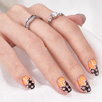 BTArtbox Press On Nails Short - Halloween Press On Nails Oval Fake Nails with Nail Glue, Fit Perfectly & Natural False Nails in 15 Sizes Soft Gel Glue On Nails Kit, Waves Chess