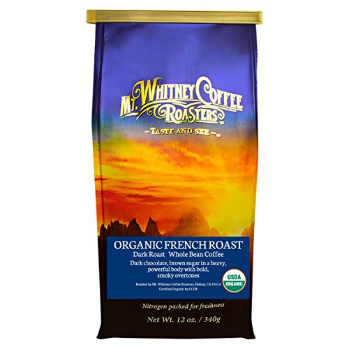 Mt. Whitney Organic French Roast, Dark Roast, Low Acid Coffee (Whole Bean, 12 Oz)
