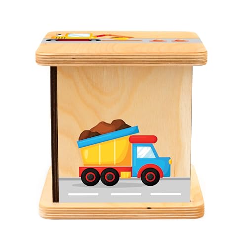 Wooden Piggy Bank for Kids and Adults, Personalized Gift Handmade in USA by BloomOwl, Custom Piggy Bank, Personalized Banks for Kids, Gifts for Baby Boys and Girls (Construction)