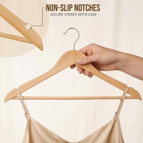 Utopia Home Wooden Hangers 30 Pack – Slim Suit Hangers Natural