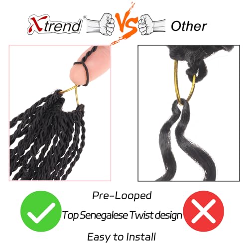 Xtrend Pre looped Brazilian Braids Afro Curly Crochet Braiding Hair Yaki Kinky Micro Curly Water Wave Crochet Hair 24 Inch 8 Packs Synthetic Deep Wave Mini Boho Braids For Women(30Strands/Pack，TBUG#)