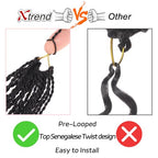 Xtrend Pre looped Brazilian Braids Afro Curly Crochet Braiding Hair Yaki Kinky Micro Curly Water Wave Crochet Hair 24 Inch 8 Packs Synthetic Deep Wave Mini Boho Braids For Women(30Strands/Pack，TBUG#)